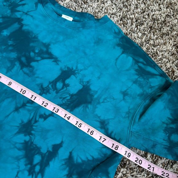 All in Motion Women's Loose Tie-Dye Crewneck Pullover Sweatshirt Teal green XS - Picture 8 of 9